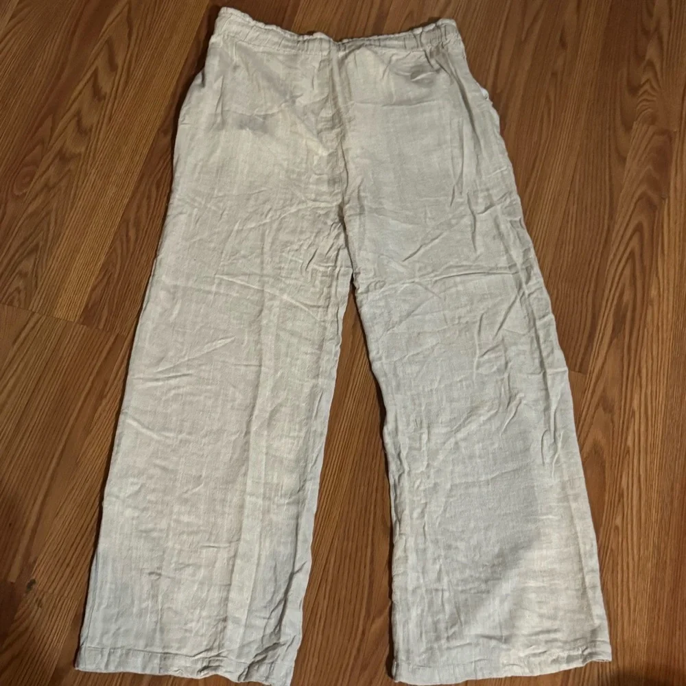 Thread & Supply Cream Linen Pants‎ Size M Comfort Quiet Luxury Business Casual